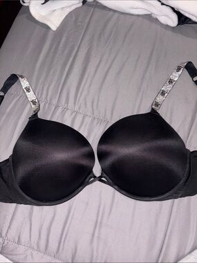 Victoria's Secret Black Padded Bra with Embellished Straps